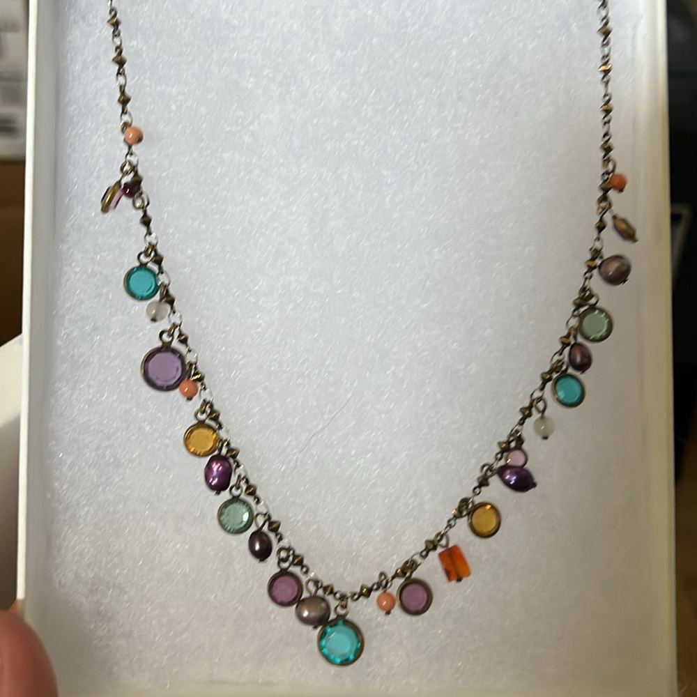 NWOT Multi colored Swarovski crystals, glass beads, & pearls statement necklace